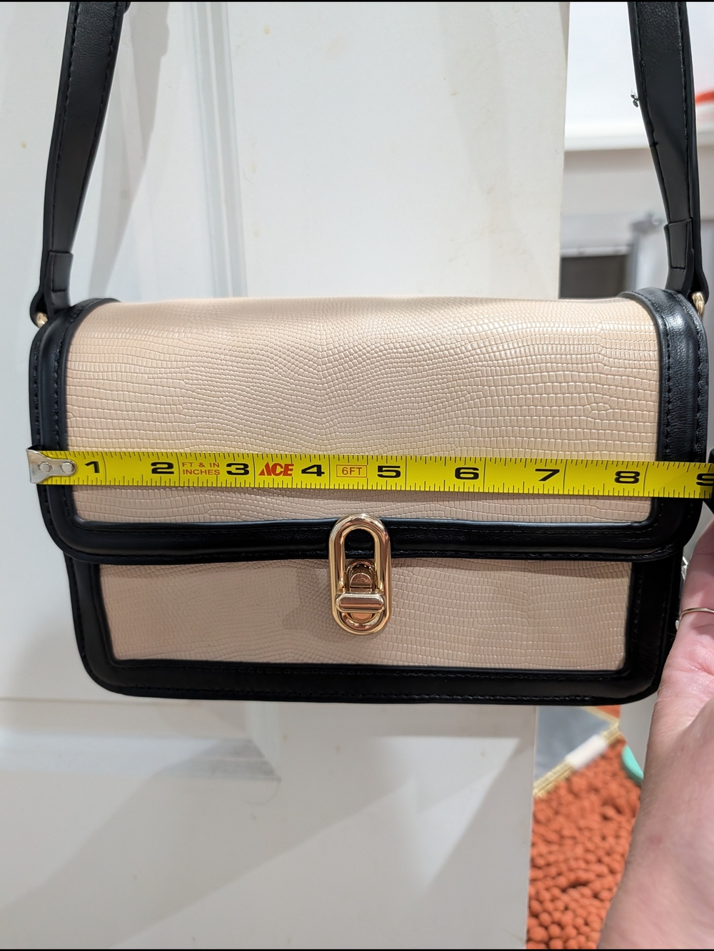 NWT Jules Kae Mia Crossbody Bag Beige Black Gold Vegan Leather - Picture 3 of 8